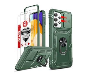 LeYi 360 - Custodia per Samsung A52 5G, con custodia per fotocamera a scorrimento + 2 pellicole proteggi schermo HD, custodia per Samsung Galaxy A52 5G, colore: Verde