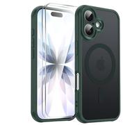 LeYi Cover Magnetica per iPhone 11 con 2 Pezzi Vetro Temperato, Custodia per iPhone 11 Traslucida Opaca Anti-Impronte Resistente ai Graffi Paraurti in TPU Antiurto Protettiva Case, Verde