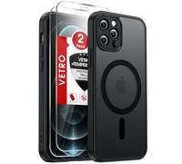 LeYi Cover Magnetica per iPhone 12 Pro MAX con Vetro Temperato, Custodia Compatibile con MagSafe Traslucida Opaca Anti-Impronte Resistente Antigraffi TPU Antiurto Protettiva iPhone 12ProMax Case, Nero