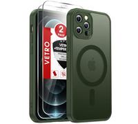 LeYi Cover Magnetica per iPhone 12 Pro MAX con Vetro Temperato, Custodia Compatibile con MagSafe Traslucida Opaca Anti-Impronte Resistente Antigraffi TPU Antiurto Protettiva iPhone 12ProMax Case，Verde