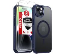 LeYi Cover Magnetica per iPhone 14 con Vetro Temperato, Custodia Compatibile con MagSafe Traslucida Opaca Anti-Impronte Resistente ai Graffi Paraurti in TPU Antiurto Protettiva iPhone 14 Case， Blu