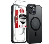 LeYi Cover Magnetica per iPhone 15 con Vetro Temperato, Custodia Compatibile con MagSafe Traslucida Opaca Anti-Impronte Resistente ai Graffi Paraurti in TPU Antiurto Protettiva iPhone 15 Case, Nero