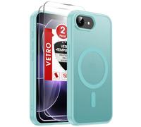 LeYi Cover Magnetica per iPhone 16e/17e con 2 Vetro Temperato, Verde chiaro | Compatibile con MagSafe Traslucida Opaca Anti-Impronte Resistente Antigraffi TPU Antiurto Protettiva iPhone 16E/17E Custodia