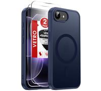 LeYi Cover Magnetica per iPhone 16e /iPhone 17e con 2 Vetro Temperato, Blu | Compatibile con MagSafe Traslucida Opaca Anti-Impronte Resistente Antigraffi TPU Antiurto Protettiva iPhone 16E/17E Custodia