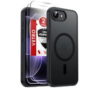 LeYi Cover Magnetica per iPhone 16e /iPhone 17e con 2 Vetro Temperato, Nero | Compatibile con MagSafe Traslucida Opaca Anti-Impronte Resistente Antigraffi TPU Antiurto Protettiva iPhone 16E/17E Custodia