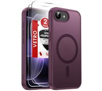 LeYi Cover Magnetica per iPhone 17e /16e con 2 Vetro Temperato, Rosso Vino | Compatibile con MagSafe Traslucida Opaca Anti-Impronte Resistente Antigraffi TPU Antiurto Protettiva iPhone 16E/17E Custodia