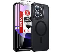 LeYi Cover Magnetica per Redmi 15C 4G/5G con 2 Pezzi Vetro Temperato, Custodia per Xiaomi Redmi 15 C Traslucida Opaca Anti-Impronte Resistente ai Graffi Paraurti in TPU Antiurto Protettiva Case, Nero