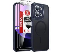 LeYi Cover Magnetica per Redmi 15C 4G/5G con 2 Pezzi Vetro Temperato, Custodia per Xiaomi Redmi 15 C Traslucida Opaca Anti-Impronte Resistente ai Graffi Paraurti in TPU Antiurto Protettiva Case, Blu