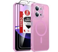LeYi Cover Magnetica per Redmi 15C 4G/5G con 2 Pezzi Vetro Temperato, Custodia per Xiaomi Redmi 15 C Traslucida Opaca Anti-Impronte Resistente ai Graffi Paraurti in TPU Antiurto Protettiva Case, Rosa