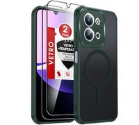 LeYi Cover Magnetica per Redmi 15C 4G/5G con 2 Pezzi Vetro Temperato, Custodia per Xiaomi Redmi 15 C Traslucida Opaca Anti-Impronte Resistente ai Graffi Paraurti in TPU Antiurto Protettiva Case, Verde