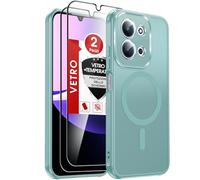 LeYi Cover Magnetica per Redmi 15C 4G/5G con 2 Vetro Temperato, Custodia per Xiaomi Redmi 15 C Traslucida Opaca Anti-Impronte Resistente ai Graffi Paraurti in TPU Antiurto Protettiva Case, Blu Teal