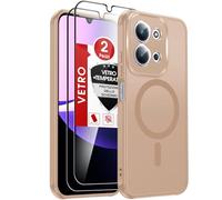 LeYi Cover Magnetica per Redmi 15C 4G/5G con Vetro Temperato, Custodia per Xiaomi Redmi 15 C Traslucida Opaca Anti-Impronte Resistente ai Graffi Paraurti in TPU Antiurto Protettiva Case, Marrone