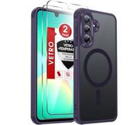 LeYi Cover Magnetica per Samsung A26 5G con 2 Pezzi Vetro Temperato, Custodia per Galaxy A 26 Traslucida Opaca Anti-Impronte Resistente ai Graffi Paraurti in TPU Antiurto Protettiva Case, Viola