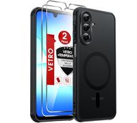LeYi Cover Magnetica per Samsung Galaxy A17 5G con 2 Pezzi Vetro Temperato, Custodia per A 17 Traslucida Opaca Anti-Impronte Resistente ai Graffi Paraurti in TPU Antiurto Protettiva Case, Nero
