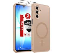LeYi Cover Magnetica per Samsung Galaxy A17 5G con 2 Pezzi Vetro Temperato, Custodia per A 17 Traslucida Opaca Anti-Impronte Resistente ai Graffi Paraurti in TPU Antiurto Protettiva Case, Marrone