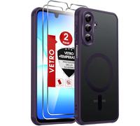 LeYi Cover Magnetica per Samsung Galaxy A17 5G con 2 Pezzi Vetro Temperato, Custodia per A 17 Traslucida Opaca Anti-Impronte Resistente ai Graffi Paraurti in TPU Antiurto Protettiva Case, Viola
