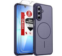 LeYi Cover Magnetica per Samsung Galaxy A17 5G con 2 Vetro Temperato, Custodia per Samsung A 17 Protezione Fotocamera Anti-Impronte Resistente Antigraffi TPU Bumper Antiurto Protettiva Case, Blu