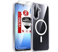 LeYi Cover Magnetica per Samsung Galaxy A17 5G Trasparente Custodia con 2 Vetro Temperato, Protezione Fotocamera TPU Bumper Originale Antiurto Protettiva Case per Telefono Samsung Galaxy A17