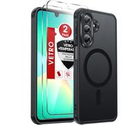 LeYi Cover Magnetica per Samsung Galaxy A26 5G con 2 Pezzi Vetro Temperato, Custodia per A 26 Traslucida Opaca Anti-Impronte Resistente ai Graffi Paraurti in TPU Antiurto Protettiva Case, Nero