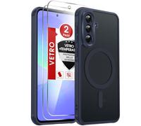 LeYi Cover Magnetica per Samsung Galaxy A36 5G con 2 Pezzi Vetro Temperato, Custodia per A 36 Traslucida Opaca Anti-Impronte Resistente ai Graffi Paraurti in TPU Antiurto Protettiva Case， Blu