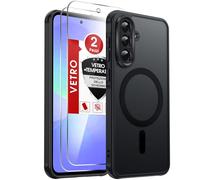 LeYi Cover Magnetica per Samsung Galaxy A36 5G con 2 Pezzi Vetro Temperato, Custodia per A 36 Traslucida Opaca Anti-Impronte Resistente ai Graffi Paraurti in TPU Antiurto Protettiva Case, Nero