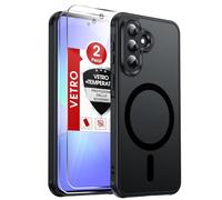 LeYi Cover Magnetica per Samsung Galaxy A37 5G con 2 Pezzi Vetro Temperato, Custodia per A 37 Traslucida Opaca Anti-Impronte Resistente ai Graffi Paraurti in TPU Antiurto Protettiva Case, Nero