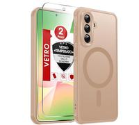 LeYi Cover Magnetica per Samsung Galaxy A56 5G con 2 Pezzi Vetro Temperato, Custodia per A 56 Traslucida Opaca Anti-Impronte Resistente ai Graffi Paraurti in TPU Antiurto Protettiva Case, Marrone