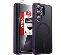 LeYi Cover Magnetica per Samsung Galaxy S26 Ultra 5G con 2 x Vetro Temperato, Custodia per S26Ultra Traslucida Opaca Anti-Impronte Resistente ai Graffi Paraurti in TPU Antiurto Protettiva Case, Viola