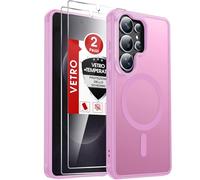 LeYi Cover Magnetica per Samsung Galaxy S26 Ultra 5G con 2 x Vetro Temperato, Custodia per S26Ultra Traslucida Opaca Anti-Impronte Resistente ai Graffi Paraurti in TPU Antiurto Protettiva Case, Rosa