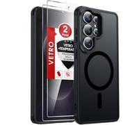 LeYi Cover Magnetica per Samsung S26 Ultra 5G con 2 x Vetro Temperato, Custodia per Samsung S26Ultra Traslucida Opaca Anti-Impronte Resistente ai Graffi Paraurti in TPU Antiurto Protettiva Case, Nero