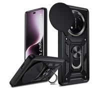 LeYi Cover per Honor Magic 7 Lite 5G, Custodia per Honor Magic7 Lite/Honor X9C con Protezione Fotocamera [Slidable] Antiurto con Anello Supporto TPU Bumper Antiurto Case, Nero