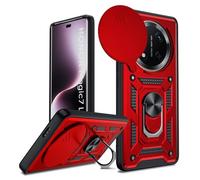LeYi Cover per Honor Magic 7 Lite, Custodia con Protezione Fotocamera [Slidable] Antiurto Militare 360° Anello Supporto TPU Bumper Antiurto Case per Honor Magic7 Lite/Honor X9C 5G, Rossa