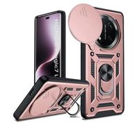 LeYi Cover per Honor Magic 7 Lite, Custodia con Protezione Fotocamera [Slidable] Antiurto Militare 360° Anello Supporto TPU Bumper Antiurto Case, Rosa
