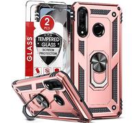 LeYi Cover per Huawei P30 Lite con 2 Pellicola in Vetro Temperato, 360° Rotante Anello Magnetica Supporto Difesa Militare TPU Case Silicone Custodia per Huawei P30 Lite /P30 Lite New Edition Rosa