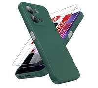 LeYi Cover per Redmi 15C 4G/5G con 2 Pezzi Vetro Temperato, Custodia Morbida Silicone Liquida TPU Protettivo Ultra Slim Antiurto, Case con Protezione Fotocamera per Xiaomi Redmi 15 C, Verde