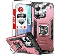 LeYi Cover per Redmi Note 13 4G (No per 5G) con Vetro Temperato [2 Pack] + Pellicola Fotocamera, Custodia Armour con Anello Supporto Silicone TPU Bumper Antiurto Case Xiaomi Redmi Note 13, Rosa