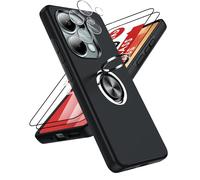 LeYi Cover per Redmi Note 13 Pro 4G (Non per 5G) con Vetro Temperato e Protezione Fotocamera, Custodia con Anello Supporto Antiurto TPU Silicone Bumper Case Silicone Custodie Xiaomi Note 13Pro, Nero