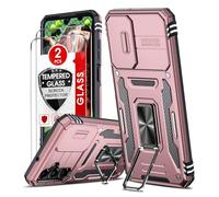 LeYi Cover per Samsung A05s con 2 Pellicola Vetro Temperato,Custodia Samsung Galaxy A05 s con Protezione Fotocamera [Slidable] Antiurto Armor 360° Anello Supporto TPU Bumper Custodie, Oro rosa