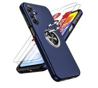 LeYi Cover per Samsung A15 5G/4G con [2 Pack] Vetro Temperato e Protezione Fotocamera, Custodia Anello Supporto Antiurto TPU Silicone Bumper Case Silicone Custodie per Galaxy A 15, Blu