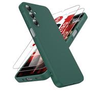 LeYi Cover per Samsung A16 5G/4G con 2 Pezzi Vetro Temperato, Custodia Morbida Silicone Liquida TPU Protettivo Ultra Slim Antiurto, Case con Protezione Fotocamera per Samsung Galaxy A 16, Verde