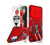 LeYi Cover per Samsung A16 5G/4G con 2 x Pellicola Vetro Temperato, Custodia per Samsung Galaxy A 16 con Protezione Fotocamera [Slidable] con Anello Supporto,Antiurto TPU Bumper Case, Rosso