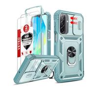 LeYi Cover per Samsung A17 5G con 2 Pellicola Vetro Temperato,Custodia Samsung per Galaxy A 17 con Protezione Fotocamera [Slidable] Antiurto Armor 360° Anello Supporto TPU Bumper Custodie, Verde