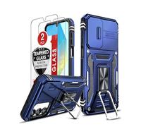 LeYi Cover per Samsung A17 5G con Vetro Temperato [2 Pack], Custodia per Samsung Galaxy A 17 con Protezione Fotocamera [Slidable] Antiurto Militare con Anello Supporto TPU Bumper Custodie, Blu