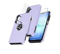 LeYi Cover per Samsung A17/A 17 con 2 Vetri Temperati - Custodia TPU+PC con Anello Girevole 360°, Protezione Militare Antiscivolo per Galaxy A17/A 17, Viola