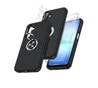 LeYi Cover per Samsung A17/A 17 con 2 Vetri Temperati - Custodia TPU+PC con Anello Girevole 360°, Protezione Militare Antiscivolo per Galaxy A17/A 17, Nero