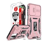 LeYi Cover per Samsung A26 5G con 2 x Pellicola Vetro Temperato, Custodia con Protezione Fotocamera [Slidable] con Anello Supporto, Antiurto TPU Bumper Case per Samsung Galaxy A 26, Oro rosa