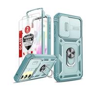 LeYi Cover per Samsung A35 5G con 2 Pellicola Vetro Temperato,Custodia Samsung Galaxy A 35 con Protezione Fotocamera [Slidable] Antiurto Armor 360° Anello Supporto TPU Bumper Custodie, Verde