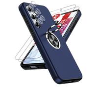 LeYi Cover per Samsung A55 con Vetro Temperato e Protezione Fotocamera[2 Pack], Custodia Anello Supporto Antiurto TPU Silicone Bumper Case Silicone Custodie per Samsung Galaxy A 55 5G, Blu
