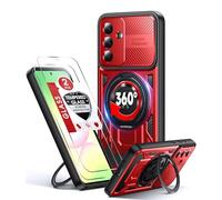 LeYi Cover per Samsung A56 5G con Vetro Temperato, Custodia per Samsung Galaxy A36 5G con Protezione Fotocamera Antiurto Militare Anello Supporto TPU Bumper Anti-Graffio Case per A 36/A 56, Rossa