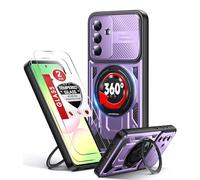 LeYi Cover per Samsung Galaxy A 36/ A 56 con Vetro Temperato [2 Pack], Custodia per Samsung A36 /A56 5G con Protezione Fotocamera Antiurto Militare Anello Supporto TPU Bumper Anti-Graffio Case, Viola